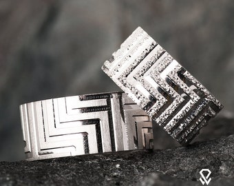 Alianzas de boda de plata para pareja - Anillos de boda de plata de ley 925 - Conjunto de anillos de boda para él y para ella - Anillos de pareja - Conjunto de alianzas de boda de plata
