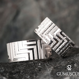 Couple Silver Wedding Bands - 925 Sterling Wedding Rings - His And Hers Wedding Rings Set - Couple Rings - Silver Wedding Band Set