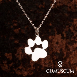 Silver Paw Necklace. Paw Silver Pendant, Silver Cat Dog Paw Necklace. Cat Dog Paw Figured Pendant. Silver Animal Paw Necklace.
