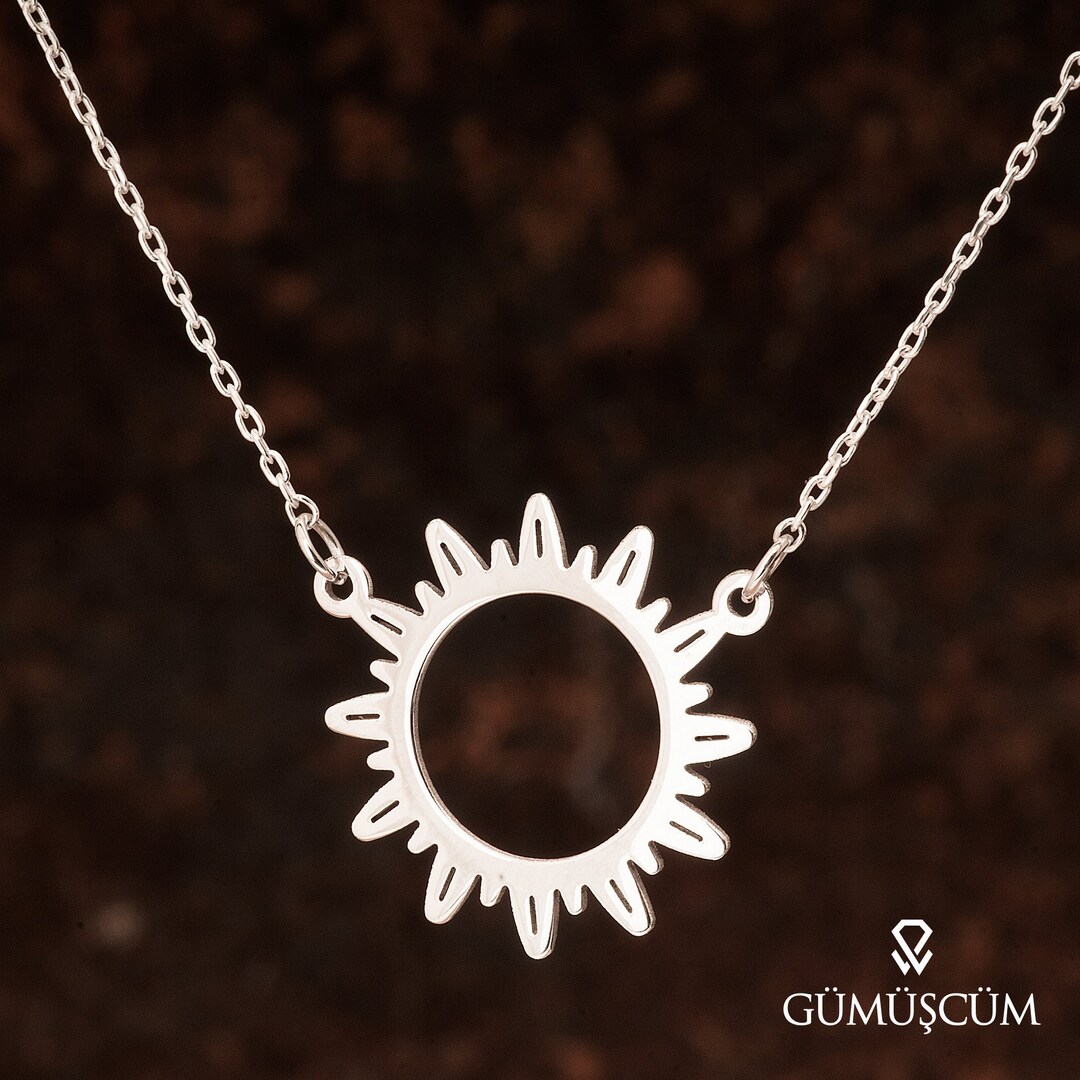 Silver Sun Necklace. Sun Silver Pendant, Silver Dainty Sun Necklace ...