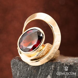 Ruby Ring, Ruby Silver Ring. Gold Plated Silver Ruby Ring. 925 Sterling Silver Oval Gemstone Ring. 24K Gold Plated Woman Ruby Silver Ring.
