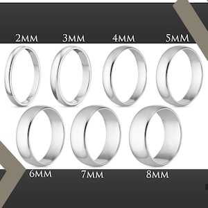 Silver Classic Domed Wedding Bands For Men Women - 2mm 3mm 4mm 5mm 6mm 7mm 8mm Widths - with Optional Custom Engraving - 925 Sterling Silver