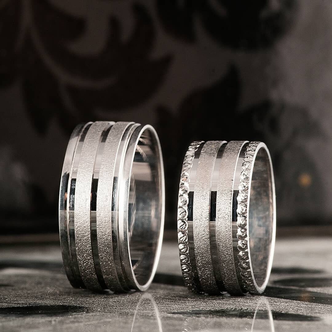 Alliances De Mariage En Argent 925 Pour Couple - Paire De Bagues Homme Et Femme - Marque Meissa