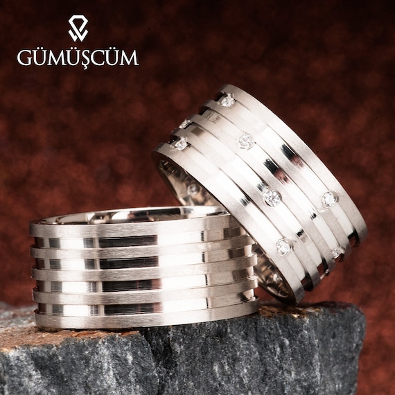 Silber Eheringe Set Paar Eheringe 925 Sterling Silber Eheringe Set Fur Sie und Ihn Eheringe Set Silber Hochzeitsset Etsy