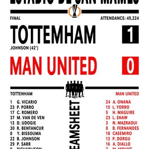 Tottenham Hotspur v Man United 21st May 2025 UEFA Europa League Match Souvenir Poster Print Gift Wall Art A4 / A3 / A3+
