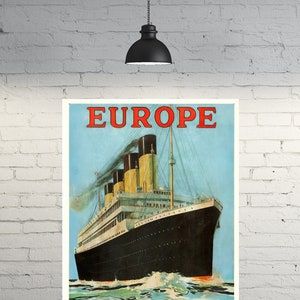 Vintage Titanic 1912 Europa White Star Line Reiseposter - RMS Titanic - RMS Olympia Schiff - Ozeandampfer A4 / A3 / A3+