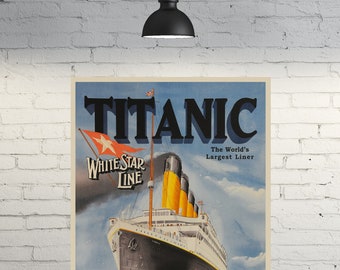 Vintage Titanic 1912 Maiden Voyage White Star Line Travel Poster Southampton To New York - RMS Titanic - Ocean Liner A4 / A3 / A3+