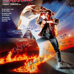 Rollista signerad Tillbaka till framtiden-affisch - Michael J Fox - Christopher Lloyd - BTTF - Tillbaka till framtiden autograf