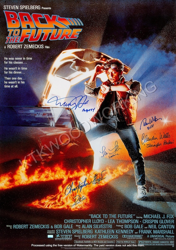 Cast Signed Back to the Future Movie Poster - Michael J Fox