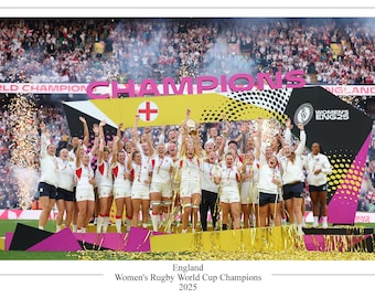 England Women Rugby World Cup 2025 Champions Poster Print Gift Souvenir A4 / A3 / A3+