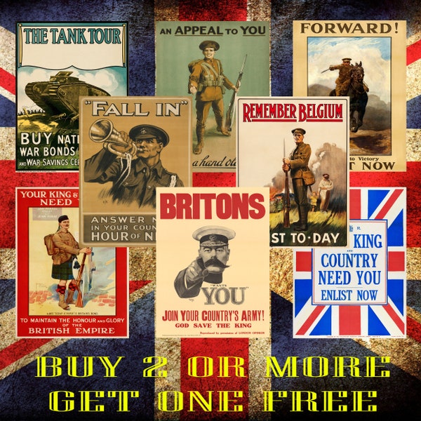 World War 1 British Propaganda Posters WW1 Wall Art High Quality - World War One Posters