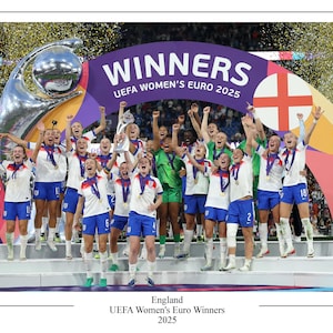 England Women Euro 2025 Winners Poster Print Gift Souvenir A4 / A3 / A3+