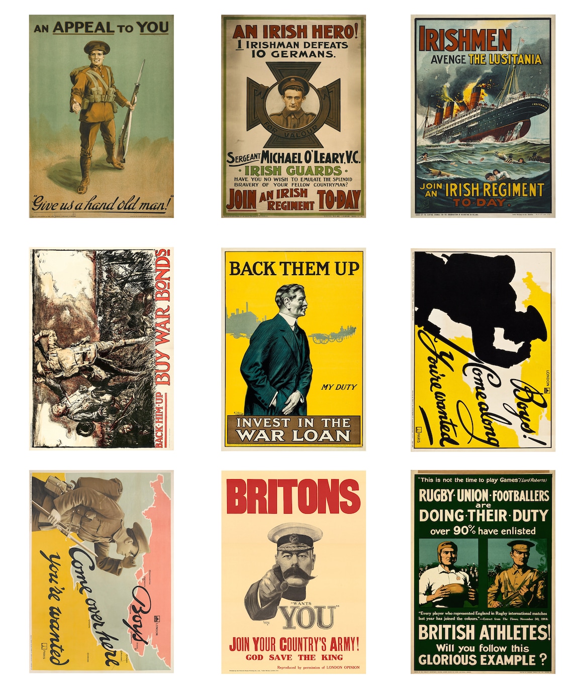 World War 1 British Propaganda Posters WW1 Wall Art High Quality ...