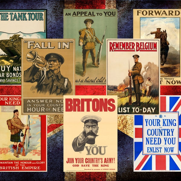 World War 1 British Propaganda Posters WW1 Wall Art High Quality - World War One Posters A4 / A3 / A3+