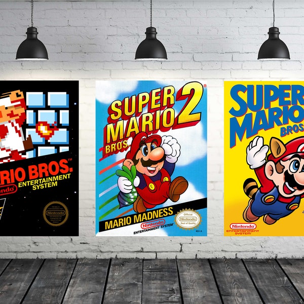 Super Mario Bros 1 2 3 Nintendo NES Poster - Size A3 / A4 - Retro Gaming