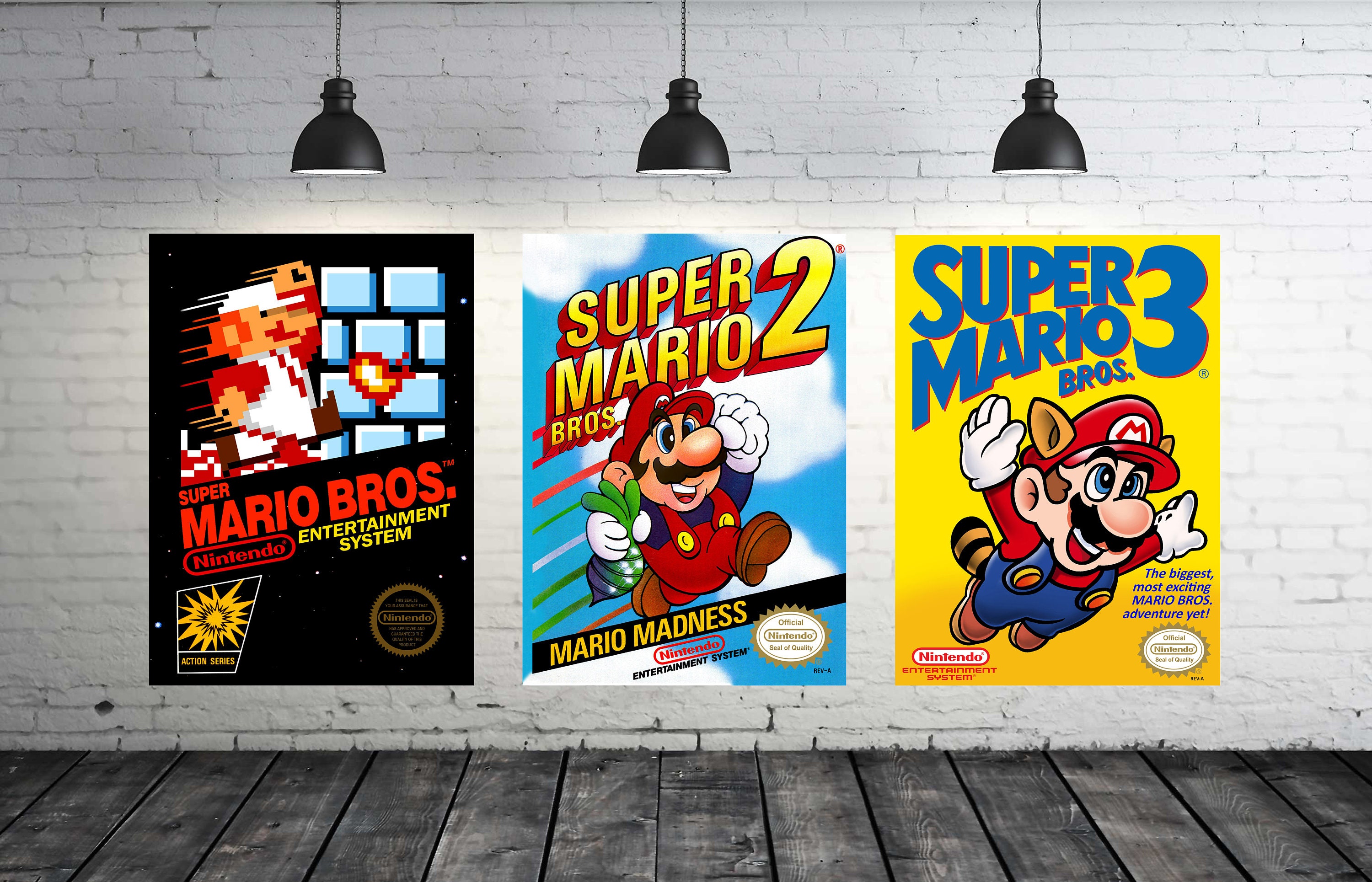 Super Mario Bros 1 2 3 Nintendo NES Poster Size A3 / A4 Retro Gaming - Etsy