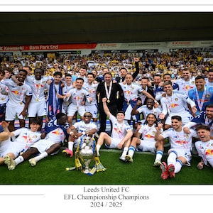 Leeds United FC 2025 EFL Championship Champions Poster Print Souvenir A4 / A3 / A3+