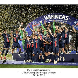 Póster de recuerdo del Paris Saint Germain, campeón de la UEFA Champions League 2025, tamaño A4/A3/A3+
