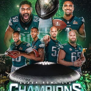 Philadelphia Eagles Super Bowl LIX Champions 2025 Poster Print Souvenir A4 / A3 / A3+