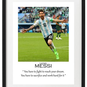 Lionel Messi Inspirational Motivating Quote Poster Print Gift Wall Art A4 / A3 / A3+