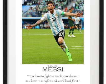 Lionel Messi Inspirational Motivating Quote Poster Print Gift Wall Art A4 / A3 / A3+