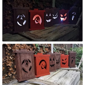 Rustikale Handgemachte Halloween Kürbislaterne - Kürbislaterne - Flackernde LED Kerze - Laterne - Halloween Party - Süßes Oder Saures