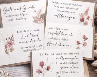 Christian cards with Bible verses | Christian postcards | Bible verse cards | Postcards with Psalms | Bodo flower motifs | Encouraging cards