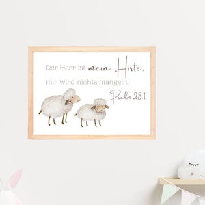 Bibelvers Poster "Der Herr ist mein Hirte" | Kinderposter christlich | christliche Geschenkidee | Psalm 23,1 | DIN A6,A5,A4,A3