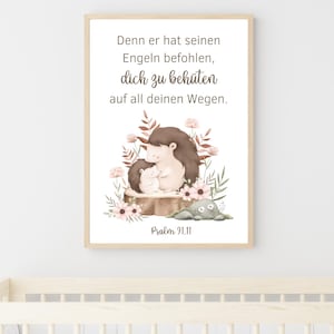 Bibelvers Poster "Er hat seinen Engeln befohlen" | christliches Kinderposter | christliche Geschenkidee | Psalm 91,11 | DIN A6,A5,A4,A3