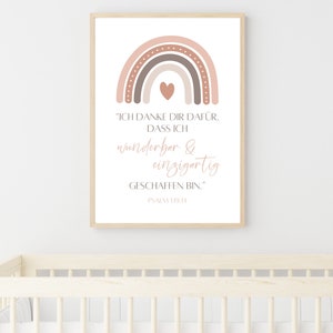 Bibelvers Poster "wunderbar & einzigartig" | christliches Kinderposter | christliche Geschenkidee Geburt | Psalm 139,14 | DIN A6,A5,A4,A3