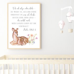 Bibelvers Poster "Du siehst mich" | Kinderposter christlich | christliche Geschenkidee | Waldtiere boho | Psalm 139,2-3 | DIN A6,A5,A4,A3