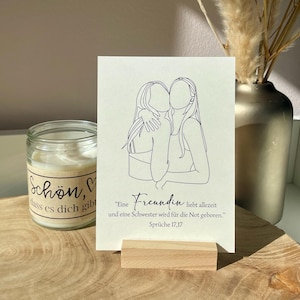 christliches Geschenkset "Freundin" lineart | „Schön, dass es dich gibt“ | Freundschaftsgeschenk | Karte lineart | Geschenk für Freundin