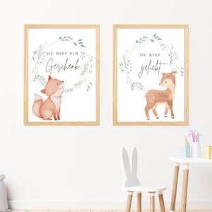 Poster fürs Kinderzimmer | "Du bist geliebt | "Du bist ein Geschenk" | Poster Set zur Geburt | Geschenkidee Geburt | DIN A6,A5,A4,A3