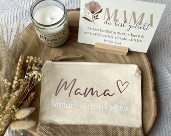 Geschenkset Mama zum Muttertag | Geschenkidee Mama christlich | Mama Danke | Jutetasche | Kerze in Glasvase | Karte Mama | Geschenk für Mama