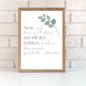 Bible verse poster "I am with you" | Christian gift idea | Genesis 28:15 | DIN A6,A5,A4,A3