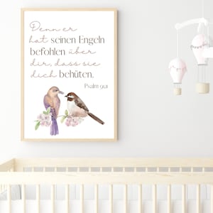 Bibelvers Poster "Er hat seinen Engeln befohlen" | Kinderposter christlich | christliche Geschenkidee | Psalm 91,11 | DIN A6,A5,A4,A3