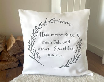 Christliche Kissenhülle Bibelvers "mein Erretter" | christliche Deko | christliche Geschenkidee | Psalm 18,3 | Kissenbezug 40x40