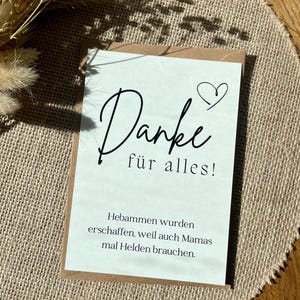 Dankeskarte für Hebamme | Danke für alles | Karte Hebamme Danke | mit Umschlag | Hebammengeschenk | Geschenkidee Hebamme