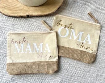 Kosmetiktasche „beste Mama“ Jute Tasche | Geschenk für Mama | Muttertagsgeschenk | „beste Oma“ Tasche | personalisierte Geschenkidee Mama