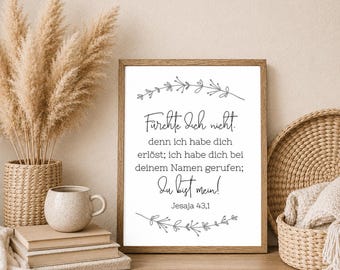 Bible verse poster "Do not be afraid" | Christian gift idea | Isaiah 43:1 | DIN A6, A5, A4, A3