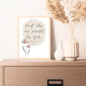 Bibelvers Poster "Prüft alles und behaltet das Gute" | christliche Geschenkidee | Jahreslosung 2025 | 1. Thess. 5,21 | DIN A6,A5,A4,A3