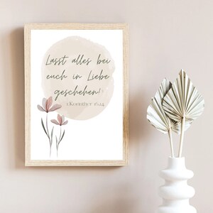 Bibelvers Poster "Lasst alles in Liebe" | christliche Geschenkidee | 1. Korinther 16,14 | Jahreslosung 2024 | DIN A6,A5,A4,A3