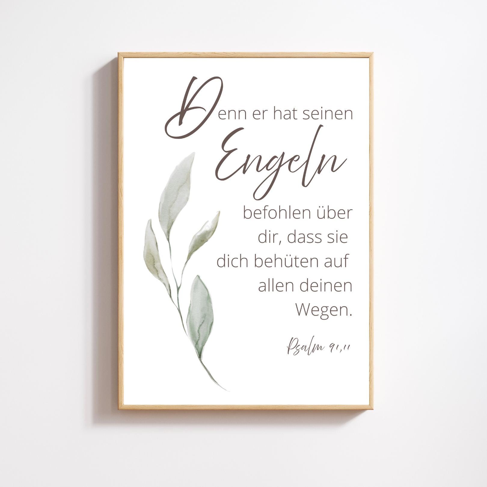 Christliches Poster | mit Bibelvers Psalm 91,11 | Bibelvers