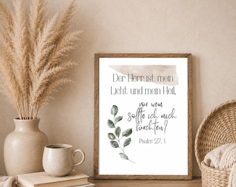 Bible verse poster "My light and my salvation" | Christian gift idea | Psalm 27:1 | DIN A6, A5, A4, A3