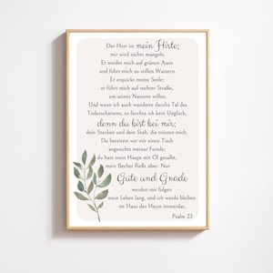 Bibelvers Poster "Der Herr ist mein Hirte" | christliche Geschenkidee | Psalm 23 | DIN A6,A5,A4,A3
