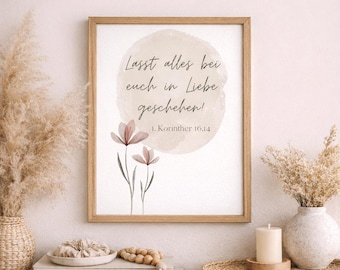 Bible verse poster "Let everything be done in love" | Christian gift idea | 1 Corinthians 16:14 | 2024 motto | DIN A6, A5, A4, A3