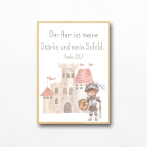 Bibelvers Poster "Der Herr ist meine Stärke" | Kinderposter christlich | christliche Geschenkidee | Psalm 28,7 | DIN A6,A5,A4,A3