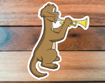 Trumpet Player Sticker, Otter Sticker, Music Sticker, Animal Sticker