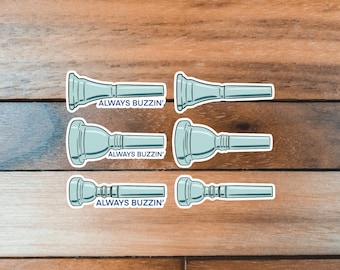 Brass Mouthpiece Stickers, Brass Musician Sticker, Music Sticker, Marching Band Sticker, Horn Trumpet Trombone Baritone Euphonium Tuba
