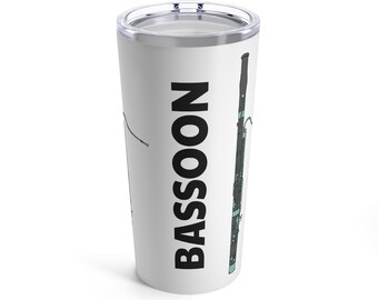 Vaso de fagot 20oz, Regalo de fagotista, Regalo para músico, Vaso de instrumentos de banda